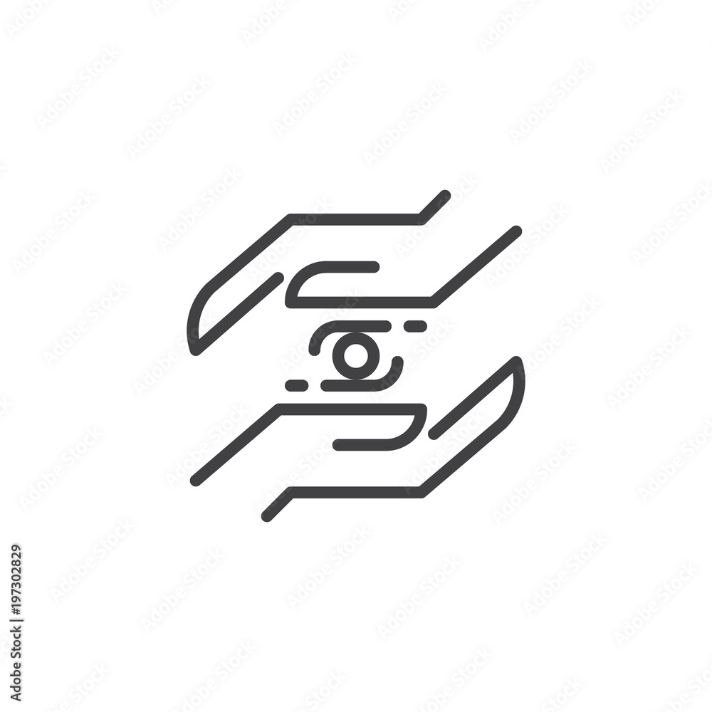 Caring Hands outline icon. linear style sign for mobile concept and web design. simple line vector icon. Symbol, logo illustration. Pixel perfect vector graphics