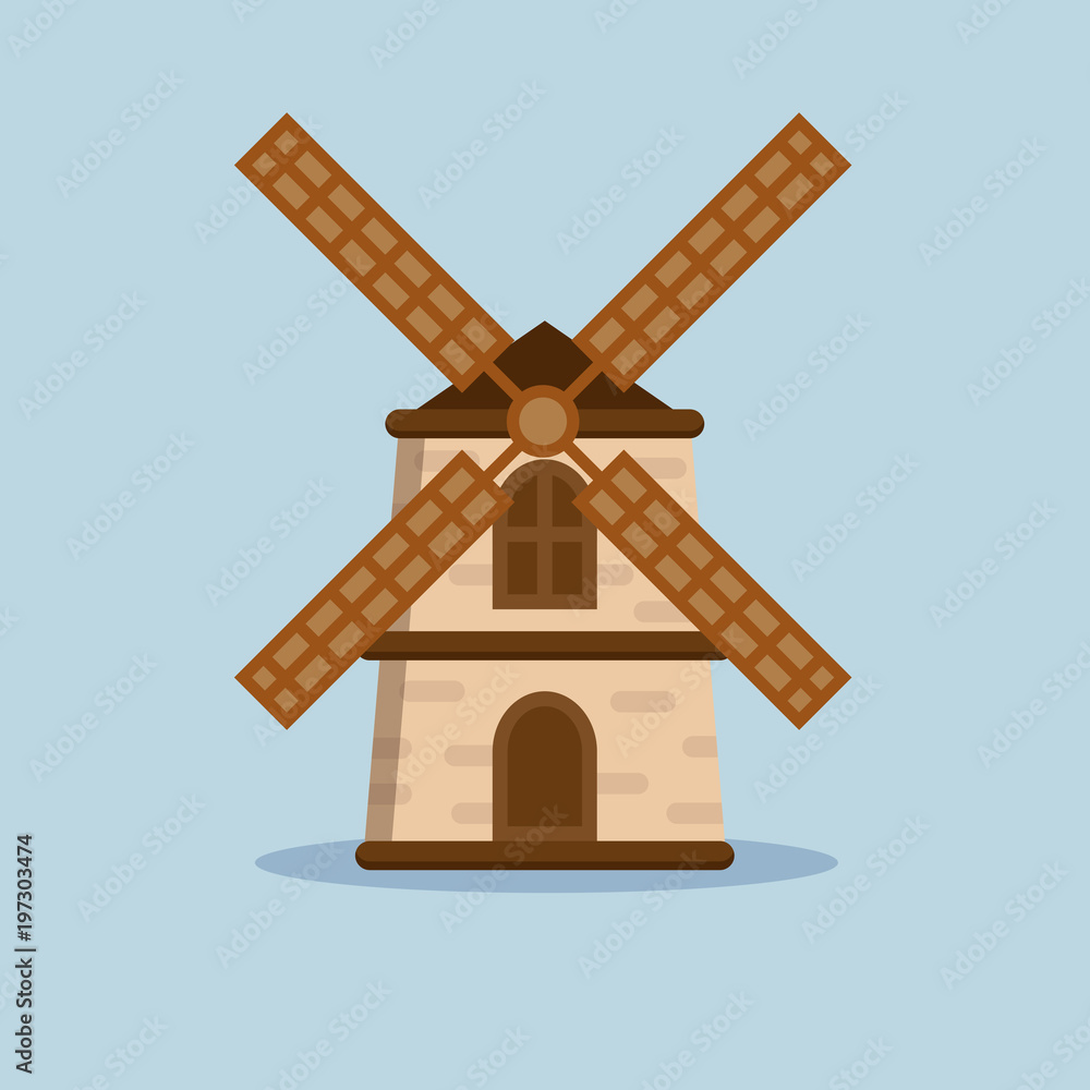 Simple illustration of windmill vector flat design