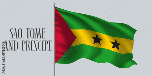 Free Download Sao Tome and Principe waving flag on flagpole vector illustration - GFXLoad