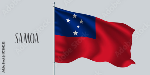 Free Download Samoa waving flag on flagpole vector illustration - GFXLoad
