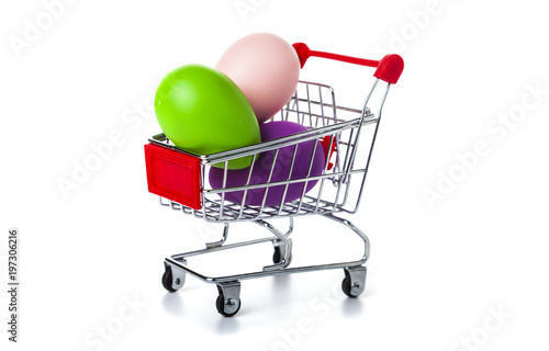 Shopping cart with Easter eggs