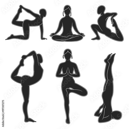Popular yoga pilates silhouette set