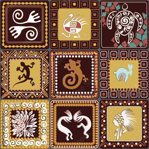 pattern with imitation of elements of rock art