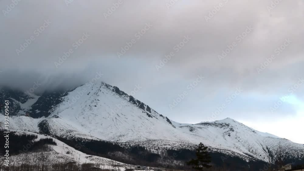 Lomnicky stit hill in Tatra mountains winter landscape timelapse Lomnicky stit hill in Tatra mountains winter landscape timelapse