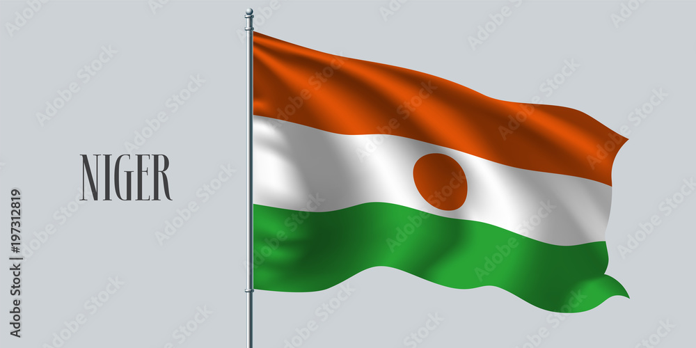Niger waving flag on flagpole vector illustration Niger waving flag on flagpole vector illustration