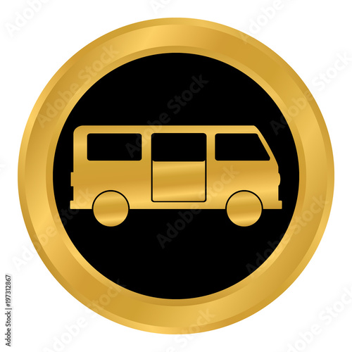 Minibus button on white.