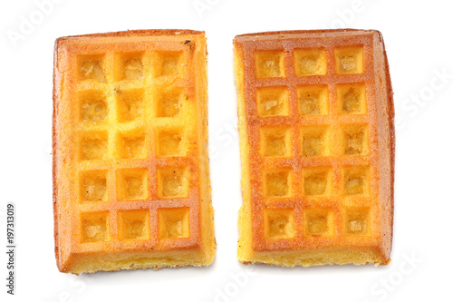 Belgian waffle isolated on white background