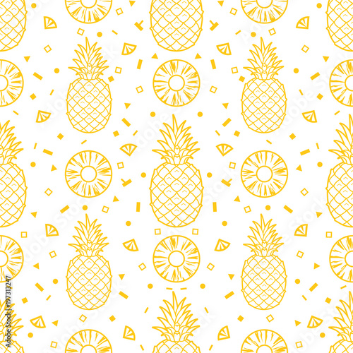 Pineapple fruits seamless pattern background vector format