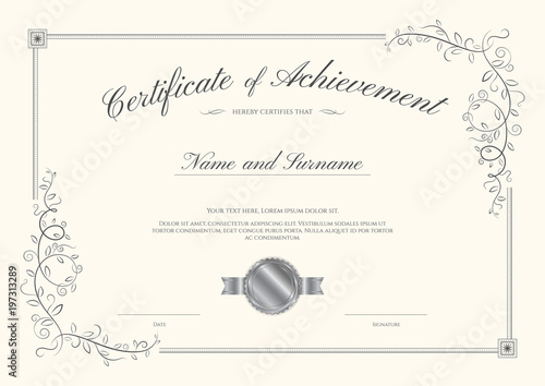 Luxury certificate template with elegant border frame, Diploma design for graduation or completion