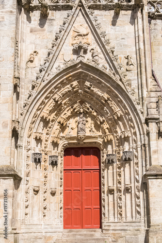 Quimper in Brittany, the Saint-Corentin cathedral, entry porch 