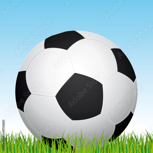 Soccer ball. Football stadium grass background. Vector illustration. 