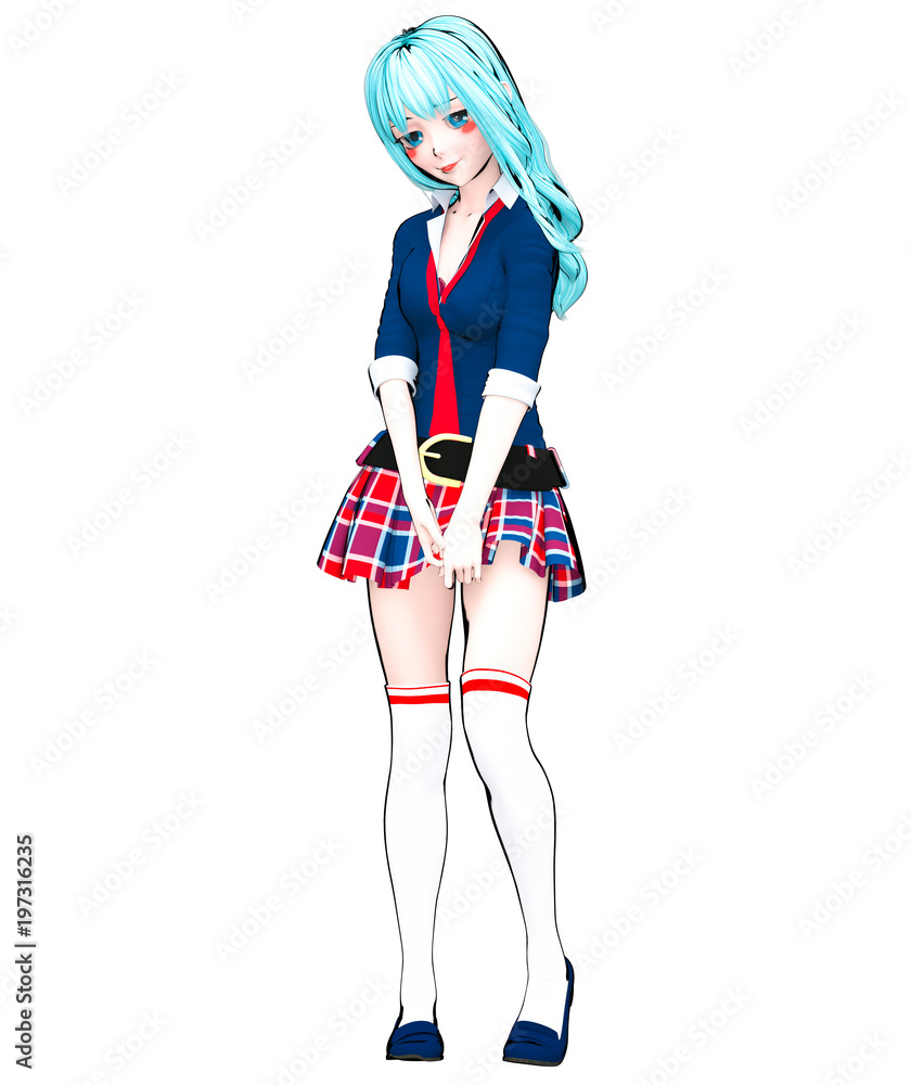 3D sexy anime doll japanese anime schoolgirl big blue eyes and bright makeup. Skirt cage. Cartoon, comics, sketch, drawing, manga illustration. Conceptual fashion art. Seductive candid pose.
3D sexy anime doll japanese anime schoolgirl big blue eyes and bright makeup. Skirt cage. Cartoon, comics, sketch, drawing, manga illustration. Conceptual fashion art. Seductive candid pose.