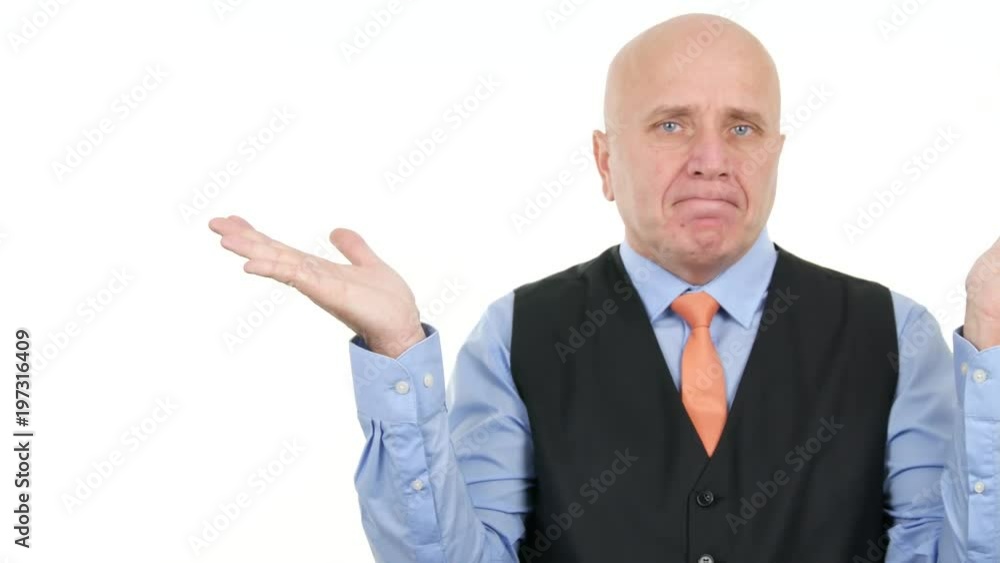 Suspicious Businessperson Gesturing Interrogative Using Hands Gestures Suspicious Businessperson Gesturing Interrogative Using Hands Gestures