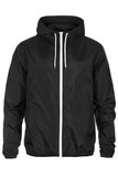 Warm black windbreaker jacket with hood