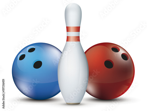 Bowling Pin Balls Red Blue