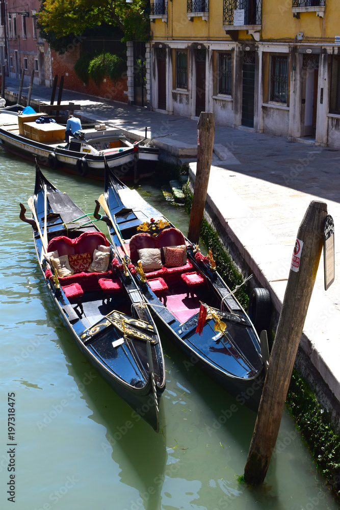 Water Transport on the Grand Canal, Venice, Italy, including gondolas and vaporettos