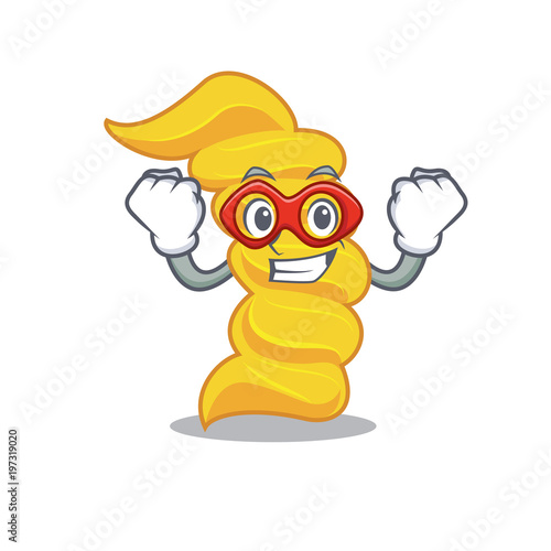 Super hero fusilli pasta character cartoon