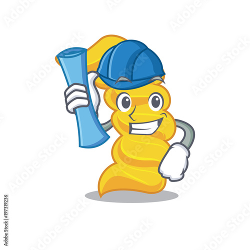Architect fusilli pasta character cartoon