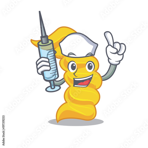 Nurse fusilli pasta character cartoon