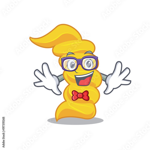 Geek fusilli pasta character cartoon