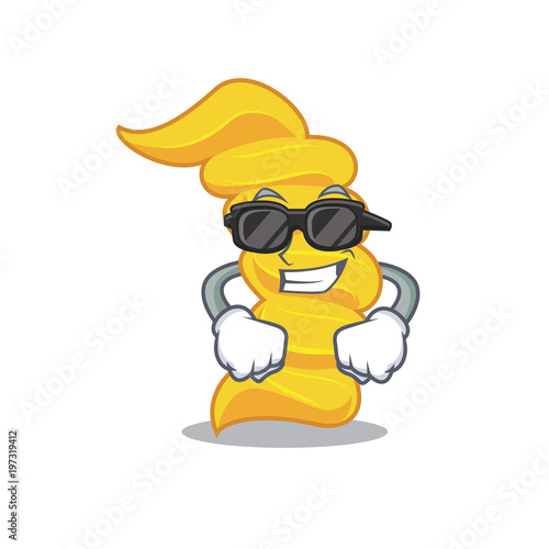 Super cool fusilli pasta character cartoon