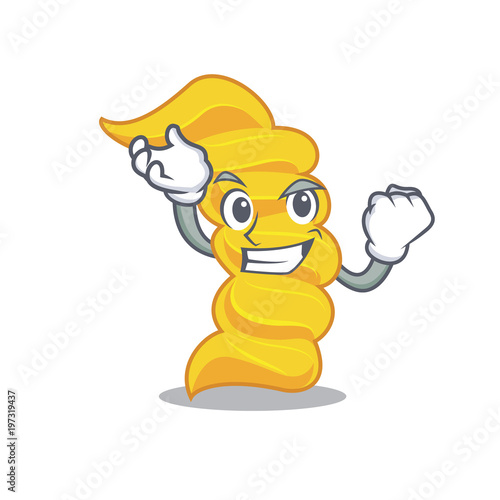 Successful fusilli pasta character cartoon