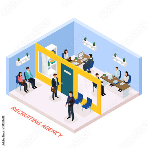 Employment Recruitment Isometric Composition 