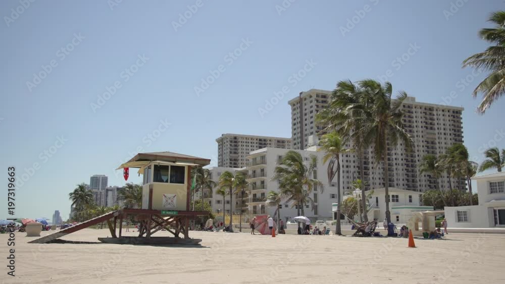 Buildings and beach lifeguard tower Buildings and beach lifeguard tower