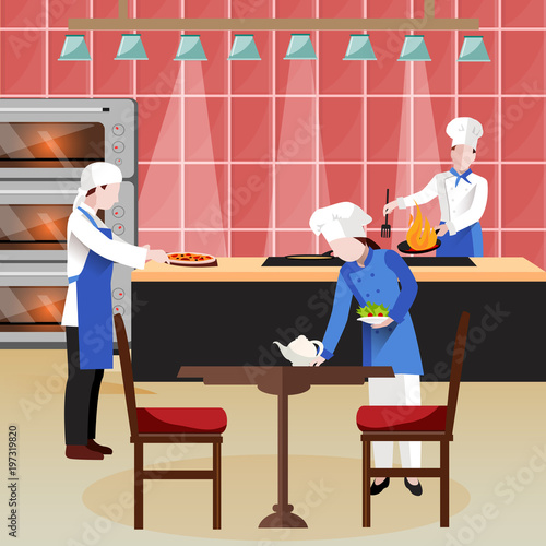 Flat Cooking People Composition