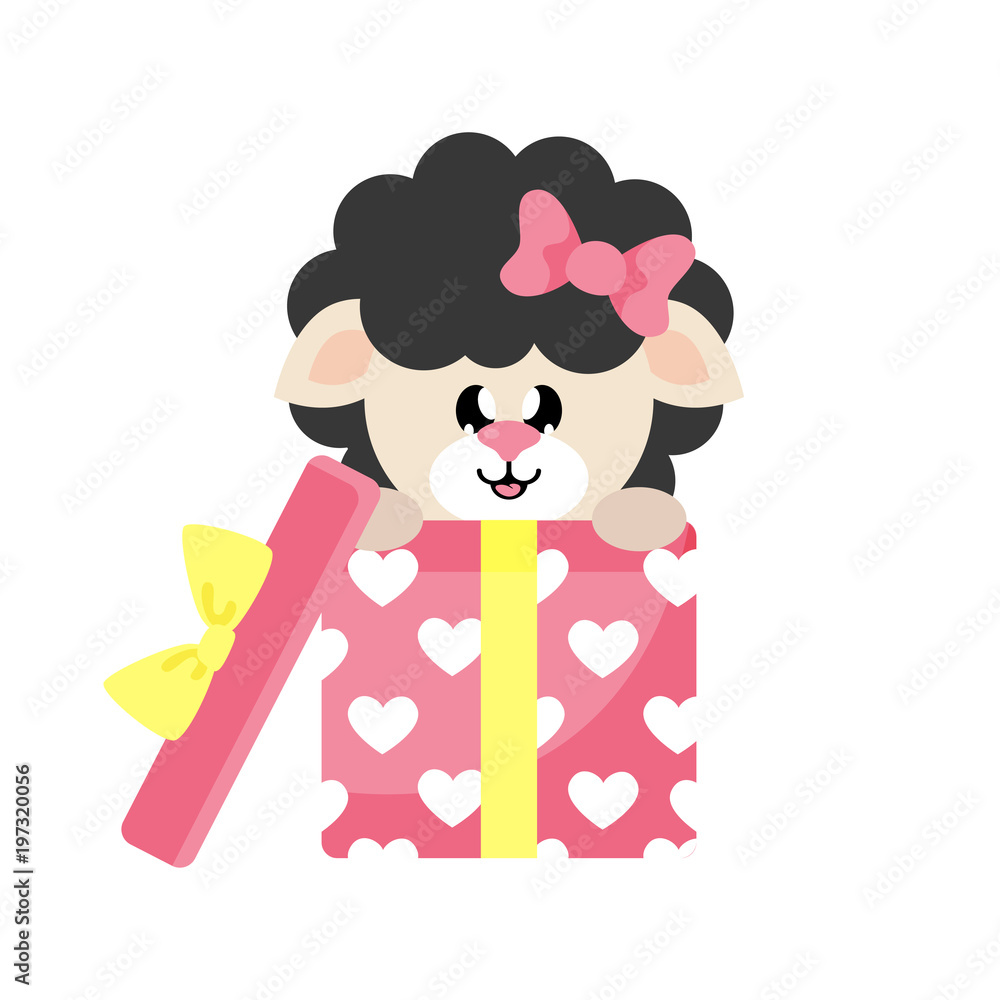 cartoon cute sheep girl black with bow gift cartoon cute sheep girl black with bow gift