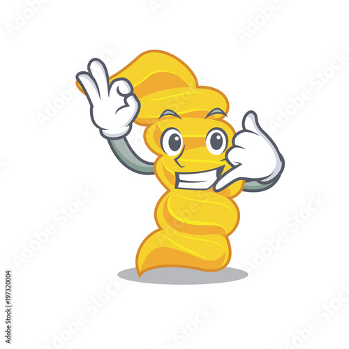 Call me fusilli pasta mascot cartoon