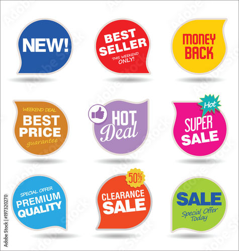 Modern sale stickers and tags colorful collection