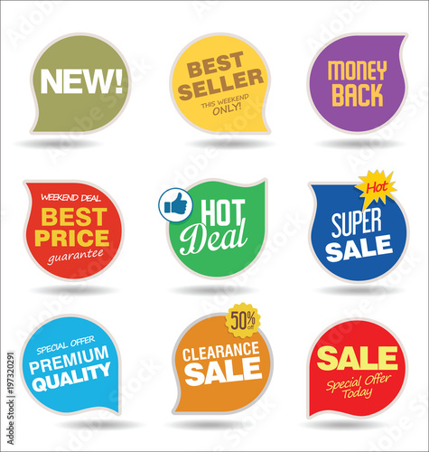 Modern sale stickers and tags colorful collection