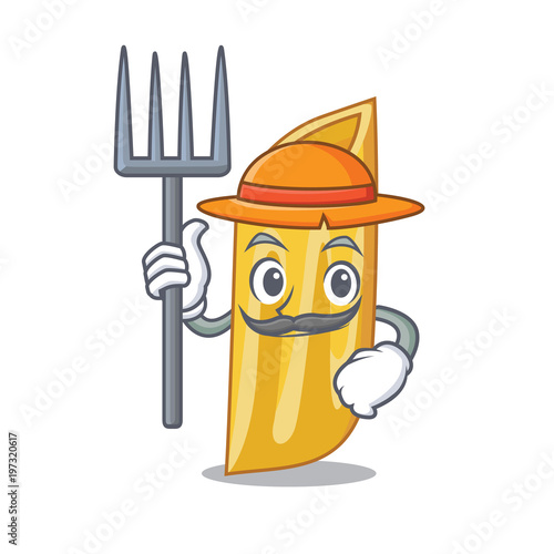Farmer penne pasta character cartoon