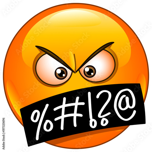 Emoticon face with symbols on mouth