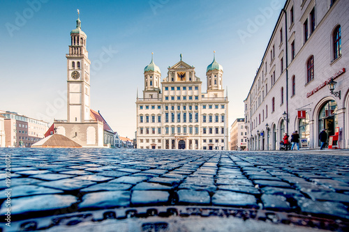 Tableau sur toile Rathausplatz Augsburg