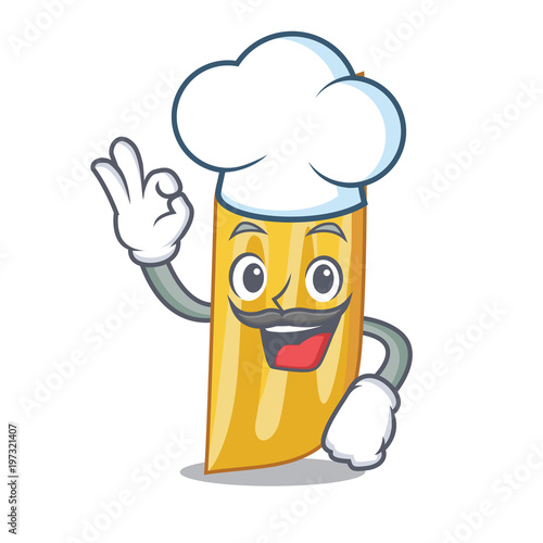 Chef penne pasta character cartoon