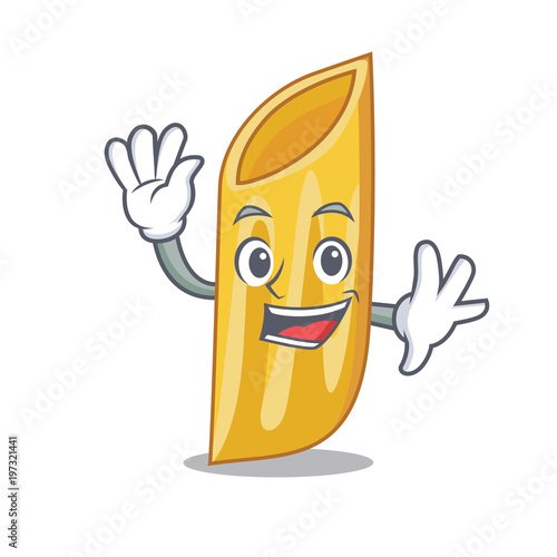 Waving penne pasta character cartoon