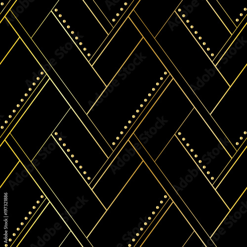 Luxury black and gold geometric seamless pattern