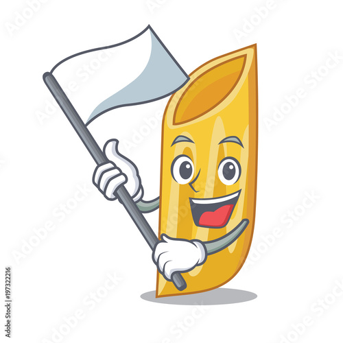 With flag penne pasta character cartoon