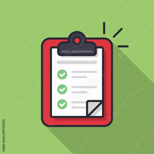 Clipboard with checklist icon. Flat illustration of clipboard with checklist icon for web.