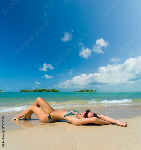woman resting at the tropical Railay beach