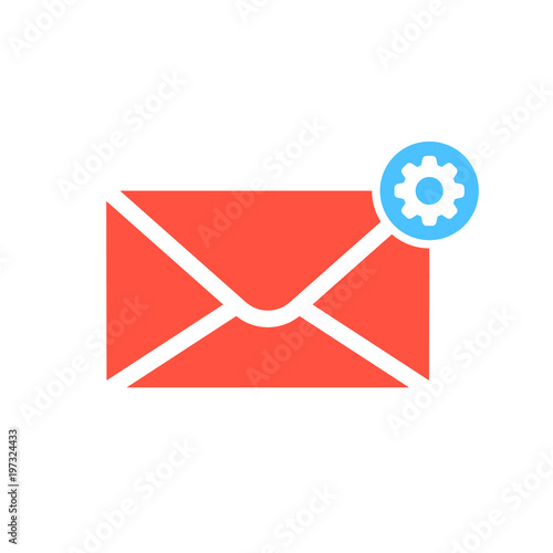 Notification icon with settings sign. Notification icon and customize, setup, manage, process symbol