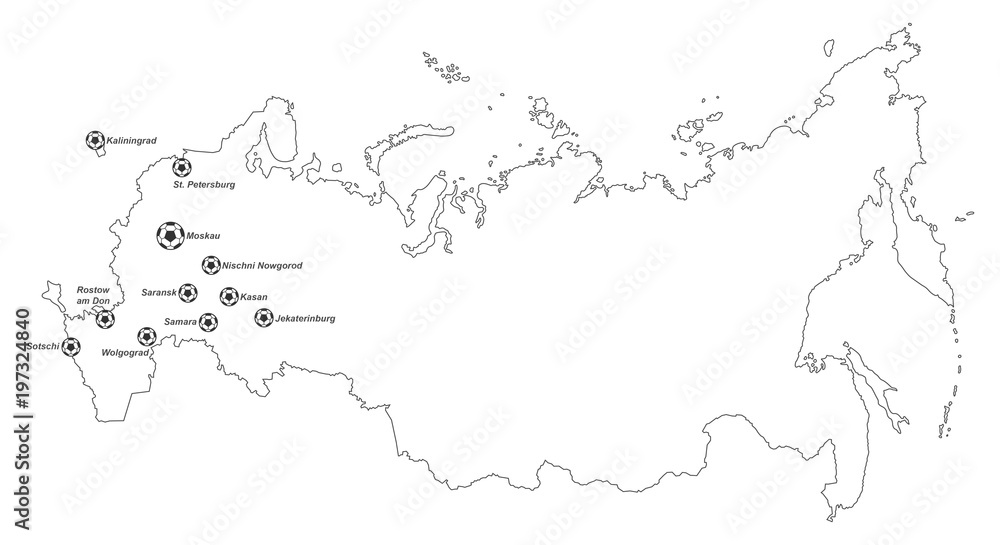 Russland '18 - Austragungsorte (Weiß) Russland '18 - Austragungsorte (Weiß)
