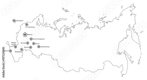 Russland '18 - Austragungsorte (Weiß)