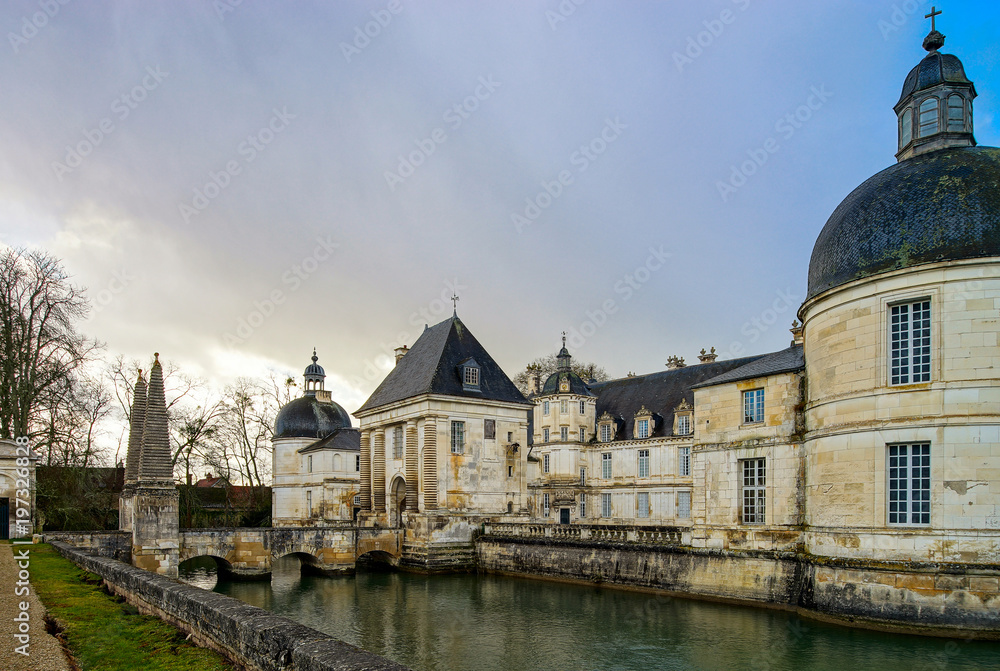 Fototapeta premium View of majestic french castle in Tanlay, Burgundy, France