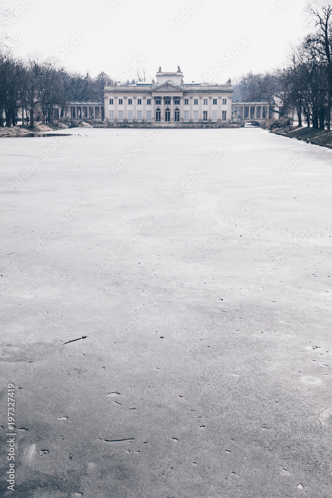 Palace on the Water - Royal palace in Lazienki park at winter in Warsaw, Poland