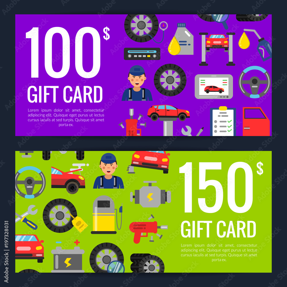 Vector gift discount card car service