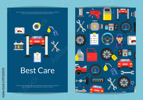 Vector card, flyer or brochure template for auto service