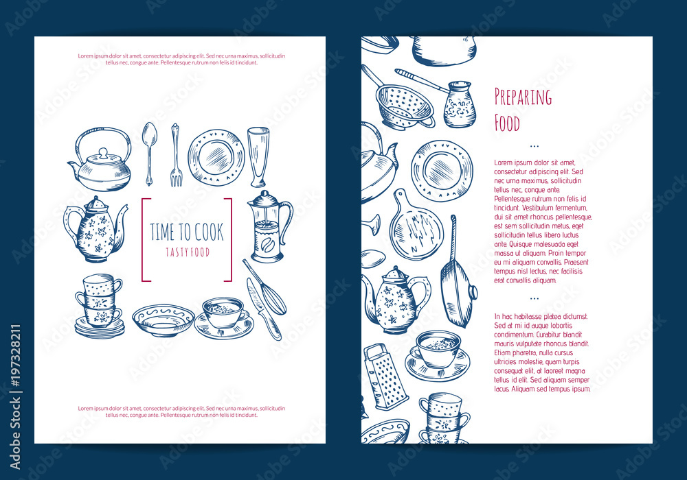 Naklejka premium Vector card, flyer or brochure template for kitchen